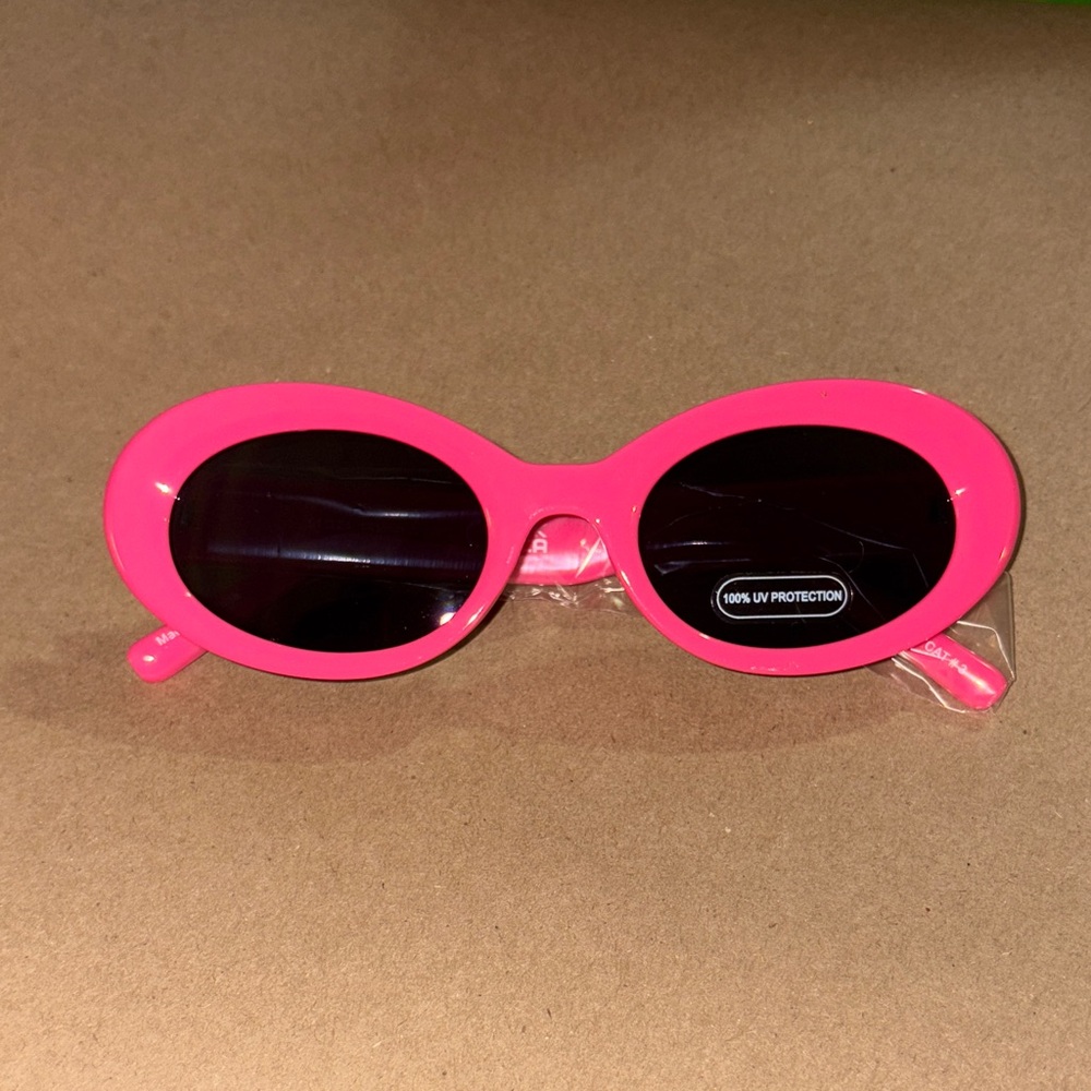 Fashion Nova Hot Pink Oval Sunglasses